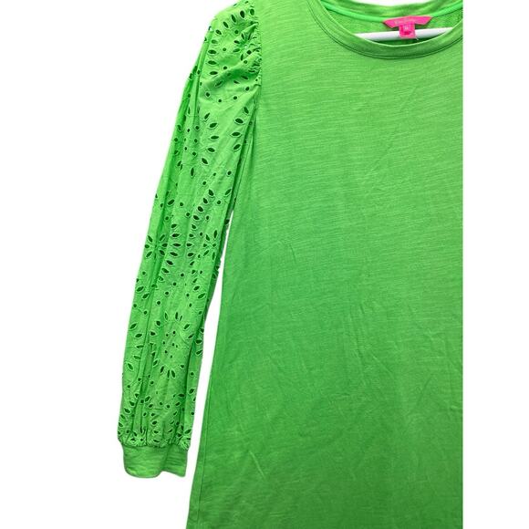 Lilly Pulitzer Jasona Dress Sz. XL Green Eyelet Sleeve Beachy - Picture 4 of 15
